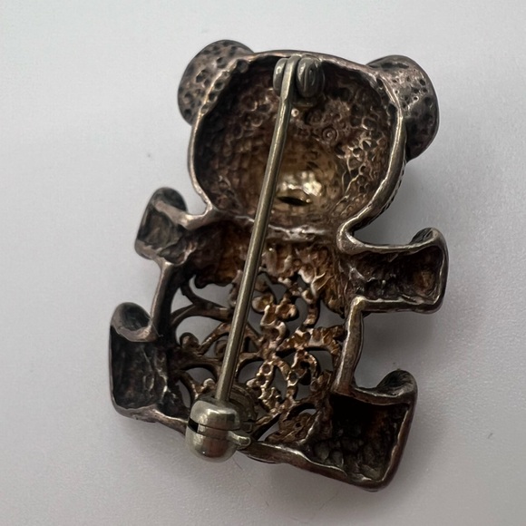 Sterling Silver 925 Teddy Bear Brooch Pin - Picture 3 of 3